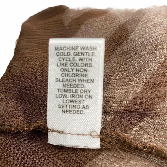 Cato Womens M Chiffon Blouse Semi Sheer Brown White Striped Cami Elastic Waist - Picture 6 of 10